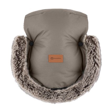 PETITE&MARS - SET Baby Footmuff 4-in-1 COMFY + FURRY Stroller Handmuffs Mocha Mousse
