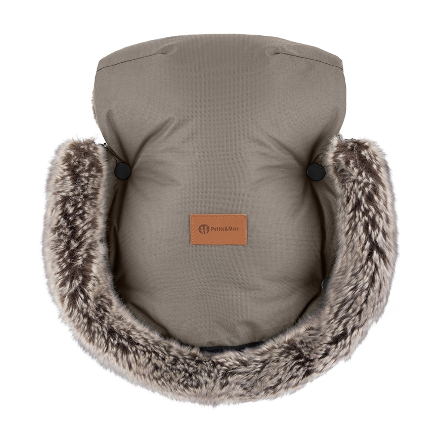PETITE&MARS - SET Baby Footmuff 4-in-1 COMFY + FURRY Stroller Handmuffs Mocha Mousse
