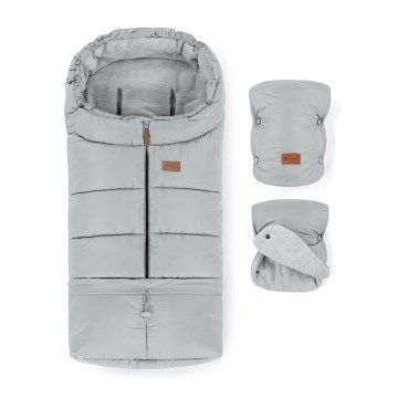 PETITE&MARS - SET Baby Footmuff 3-in-1 JIBOT + Stroller Handmuffs JASIE Light Grey