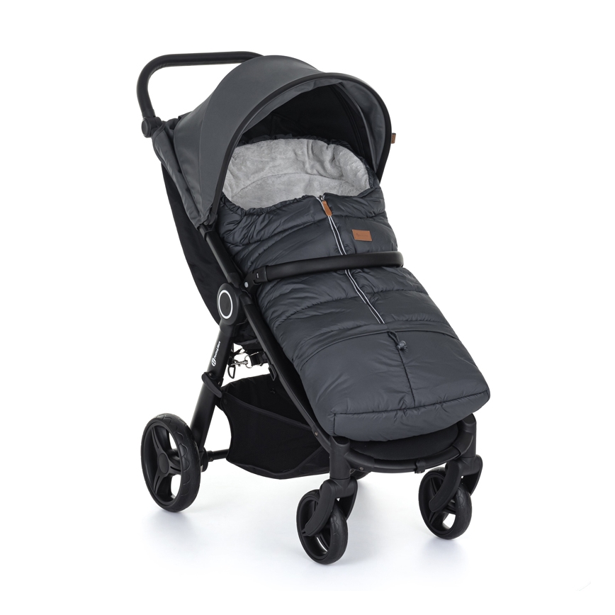 PETITE&MARS - SET Baby footmuff 3in1 JIBOT + hand muffs for a stroller JASIE grey