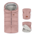 PETITE&MARS - SET Baby footmuff 3in1 JIBOT + hand muffs for a stroller JASIE pink