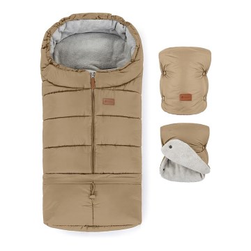PETITE&MARS - SET Baby footmuff 3in1 JIBOT + stroller hand muff brown
