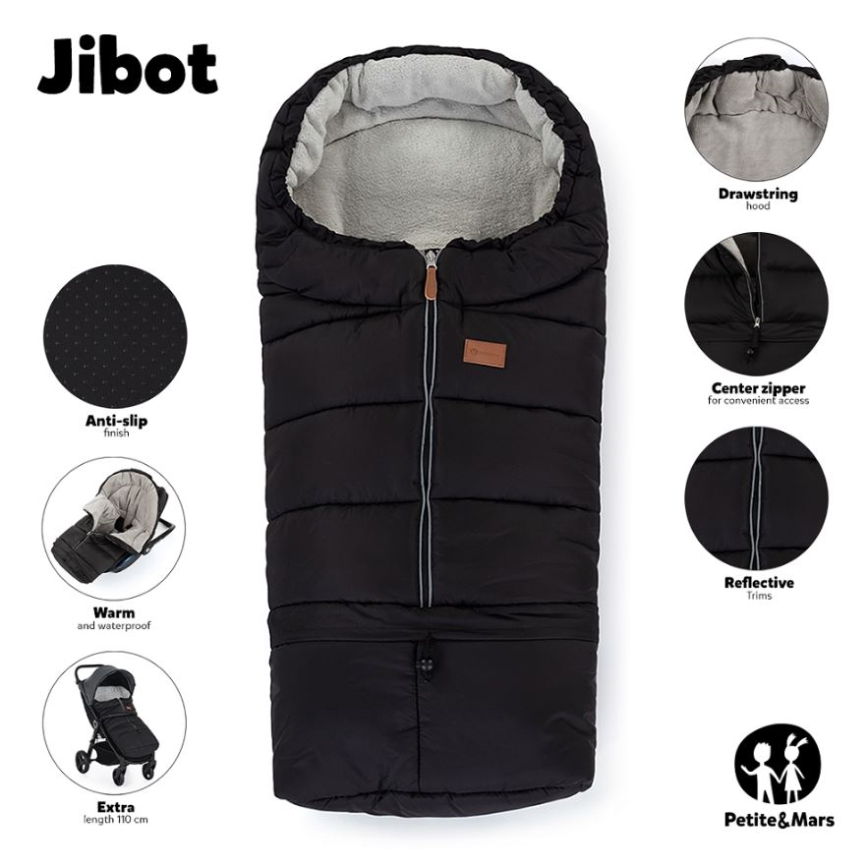 PETITE&MARS - SET Baby footmuff 3in1 JIBOT + stroller hand muff brown