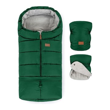 PETITE&MARS - SET Baby footmuff 3in1 JIBOT + stroller hand muff green