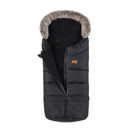 PETITE&MARS - SET Baby footmuff 4in1 ARCTIC + stroller hand muffs FURRY Forever Black