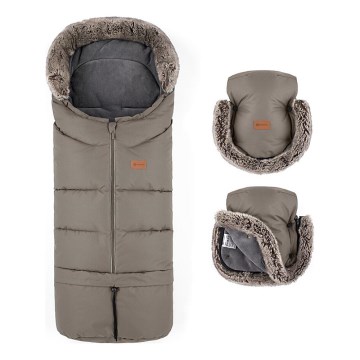 PETITE&MARS - SET Baby footmuff 4in1 ARCTIC + stroller hand muffs FURRY Mocha Mousse