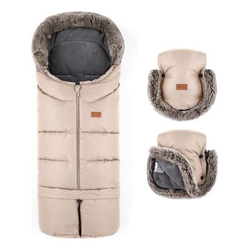 PETITE&MARS - SET Baby footmuff 4in1 ARCTIC + stroller hand muffs FURRY Rose Petal