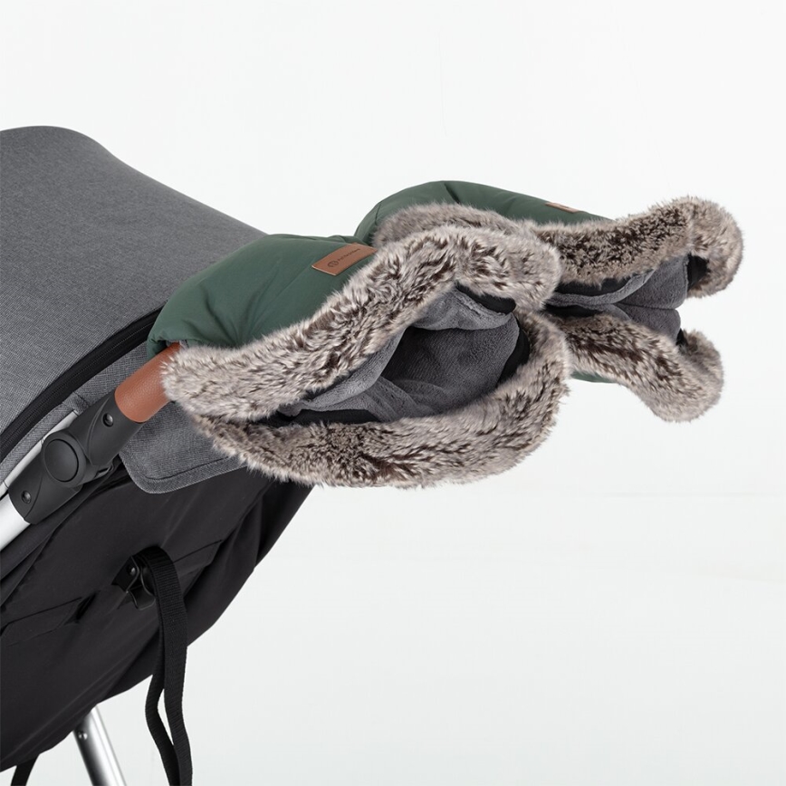PETITE&MARS - SET Baby footmuff 4in1 ARCTIC + stroller hand muffs FURRY Veritable Khaki