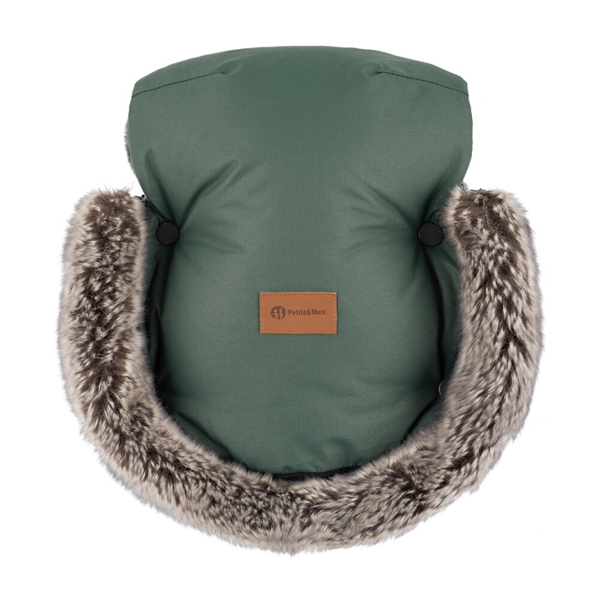 PETITE&MARS - SET Baby footmuff 4in1 ARCTIC + stroller hand muffs FURRY Veritable Khaki