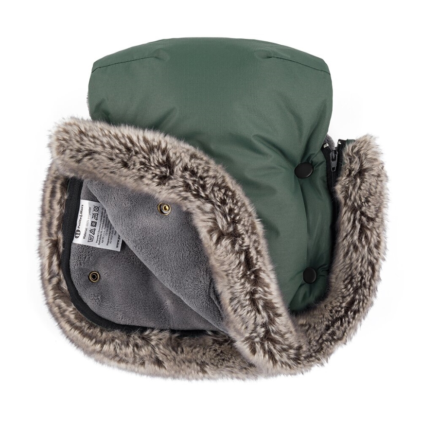 PETITE&MARS - SET Baby footmuff 4in1 ARCTIC + stroller hand muffs FURRY Veritable Khaki