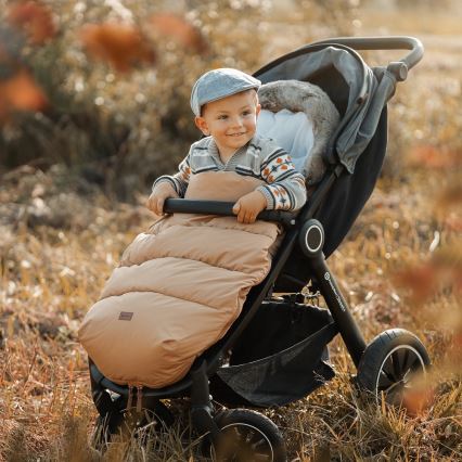 PETITE&MARS - SET Baby footmuff 4in1 COMFY + stroller hand muffs FURRY Elegant Caramel