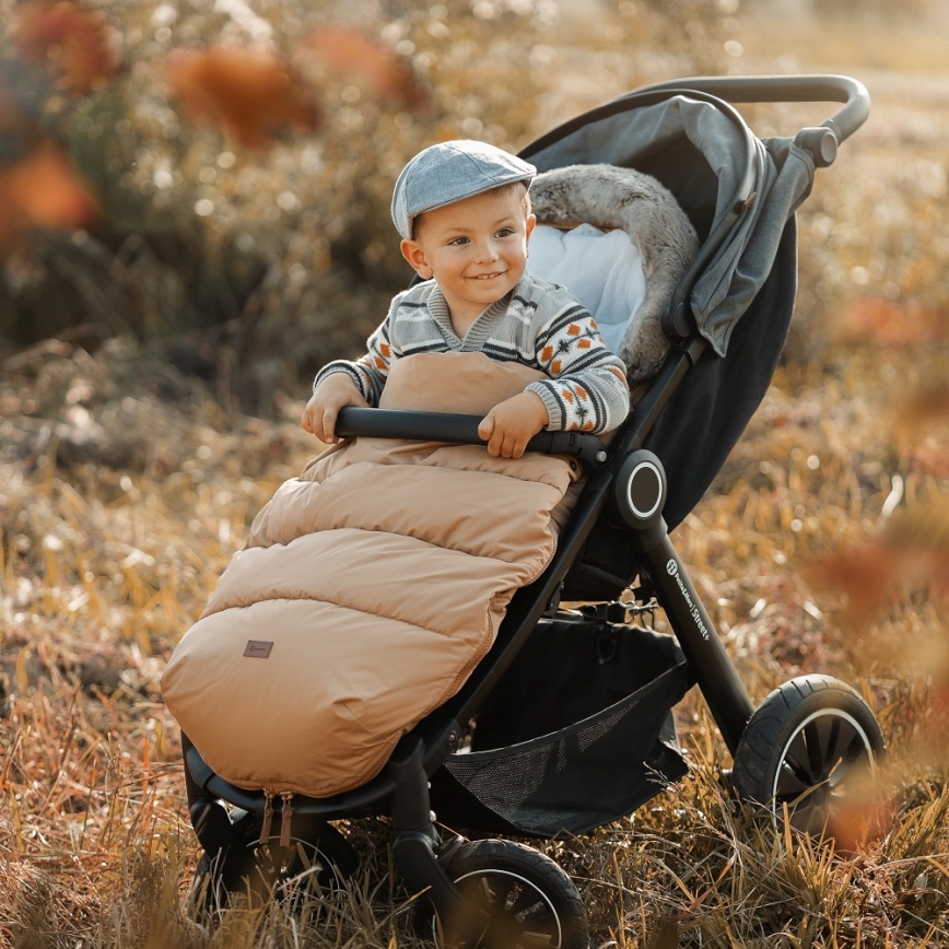 PETITE&MARS - SET Baby footmuff 4in1 COMFY + stroller hand muffs FURRY Elegant Caramel