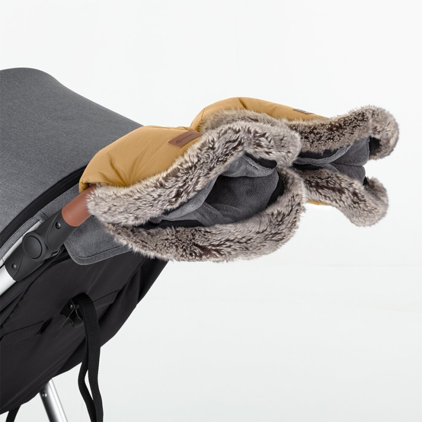 PETITE&MARS - SET Baby footmuff 4in1 COMFY + stroller hand muffs FURRY Elegant Caramel