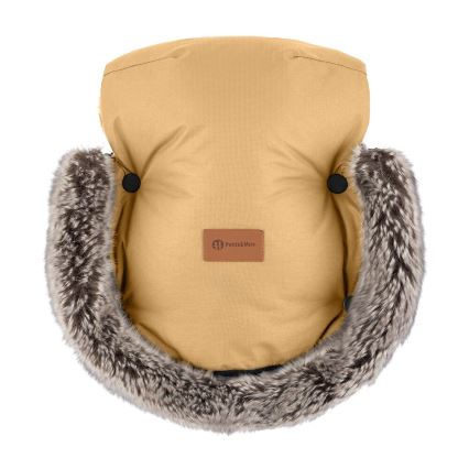 PETITE&MARS - SET Baby footmuff 4in1 COMFY + stroller hand muffs FURRY Elegant Caramel