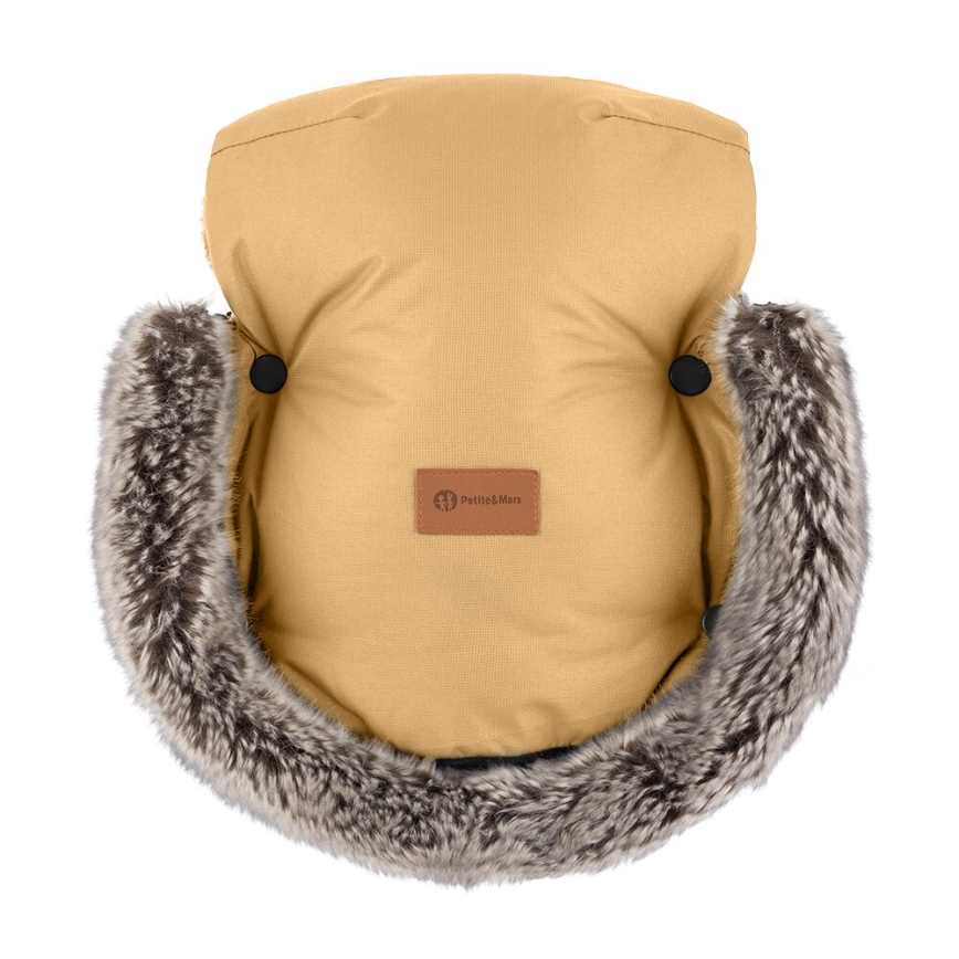 PETITE&MARS - SET Baby footmuff 4in1 COMFY + stroller hand muffs FURRY Elegant Caramel
