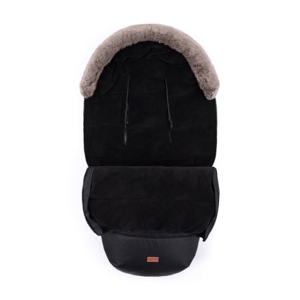 PETITE&MARS - SET Baby footmuff 4in1 COMFY + stroller hand muffs FURRY Forever Black