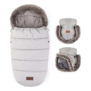 PETITE&MARS - SET Baby footmuff 4in1 COMFY + stroller hand muffs FURRY Champagne Shower