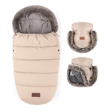 PETITE&MARS - SET Baby footmuff 4in1 COMFY + stroller hand muffs FURRY Rose Petal