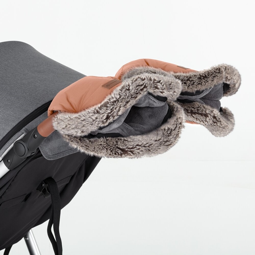 PETITE&MARS - SET Baby footmuff 4in1 COMFY + stroller hand muffs FURRY Pastel Peach
