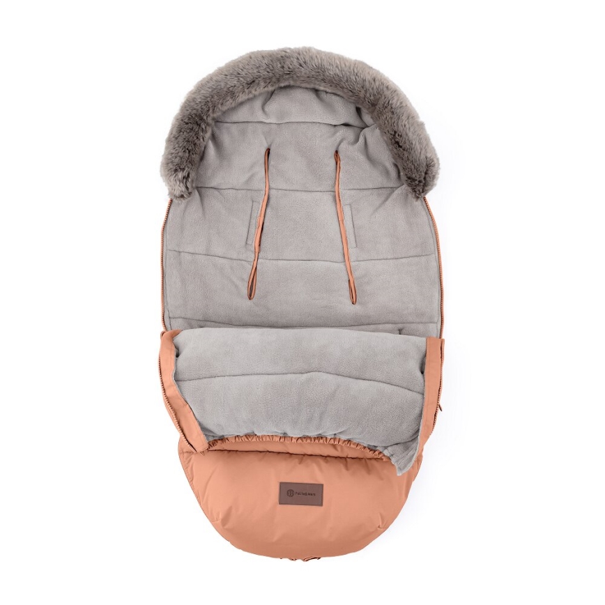 PETITE&MARS - SET Baby footmuff 4in1 COMFY + stroller hand muffs FURRY Pastel Peach
