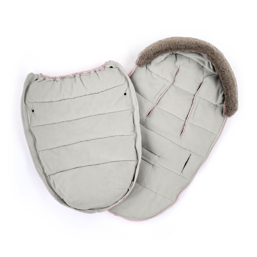 PETITE&MARS - SET Baby footmuff 4in1 COMFY + stroller hand muffs FURRY Pastel Peach