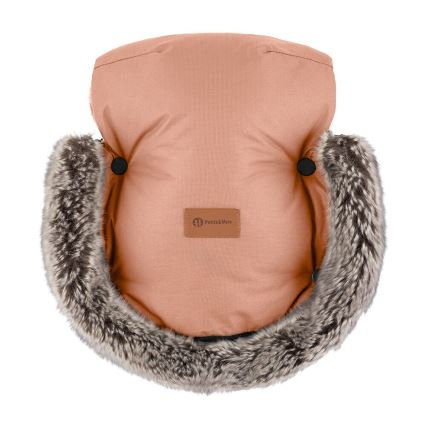 PETITE&MARS - SET Baby footmuff 4in1 COMFY + stroller hand muffs FURRY Pastel Peach