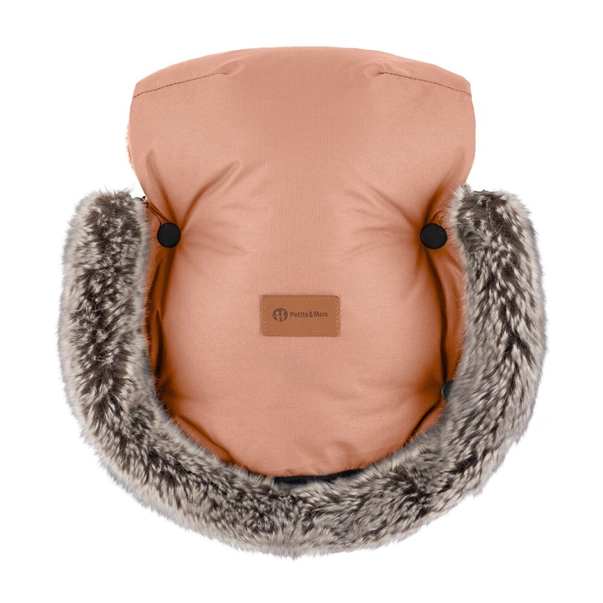 PETITE&MARS - SET Baby footmuff 4in1 COMFY + stroller hand muffs FURRY Pastel Peach