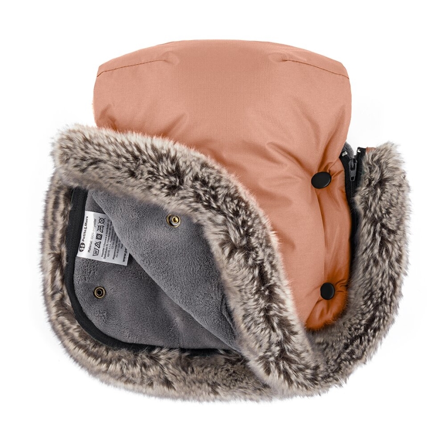 PETITE&MARS - SET Baby footmuff 4in1 COMFY + stroller hand muffs FURRY Pastel Peach