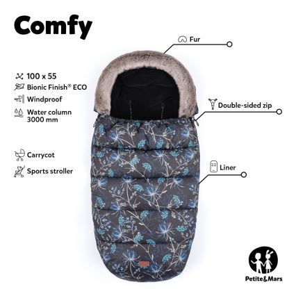 PETITE&MARS - SET Baby footmuff 4in1 COMFY + stroller hand muffs FURRY Pastel Peach