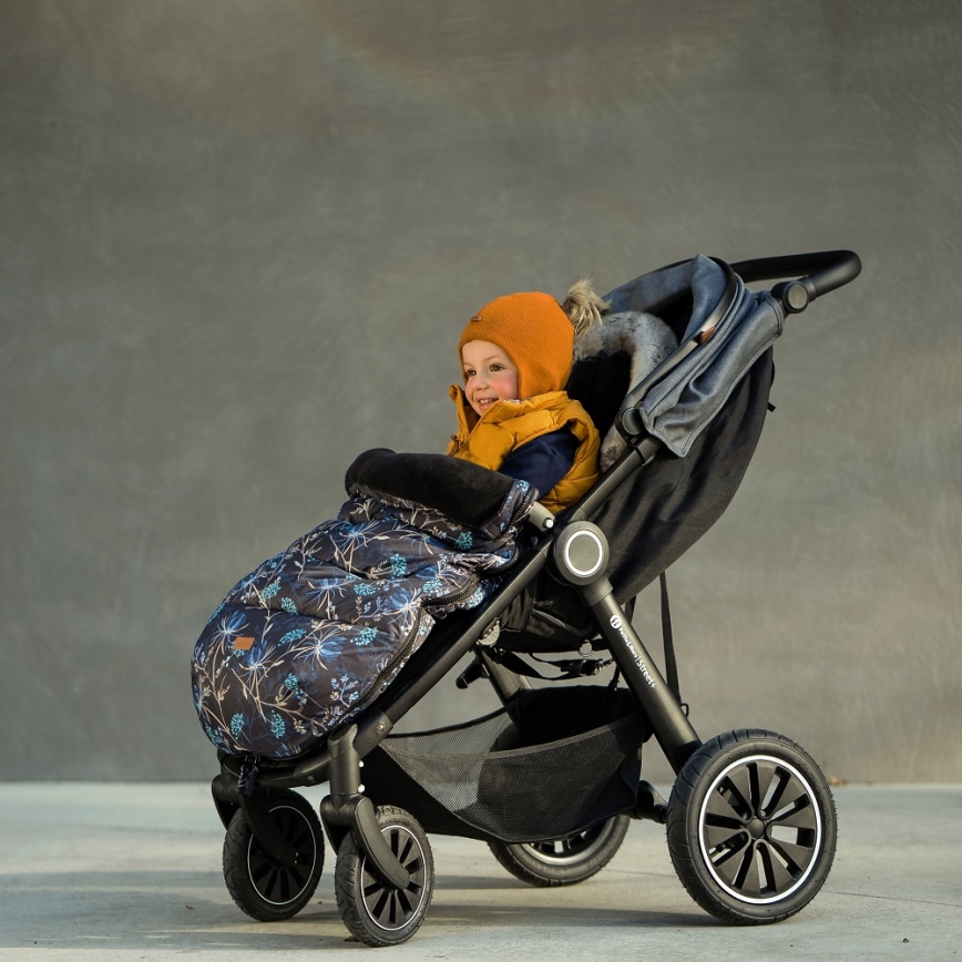 PETITE&MARS - SET Baby footmuff 4in1 COMFY Stylish Beauty + stroller hand muffs FURRY Forever Black