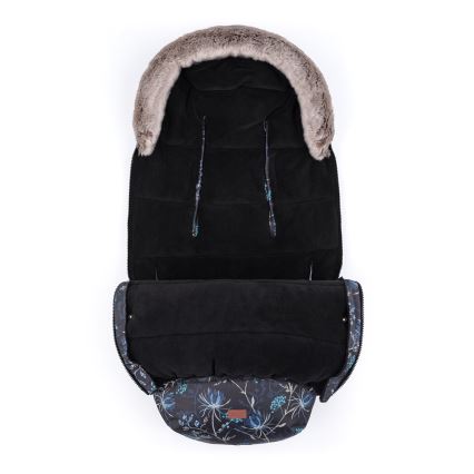 PETITE&MARS - SET Baby footmuff 4in1 COMFY Stylish Beauty + stroller hand muffs FURRY Forever Black