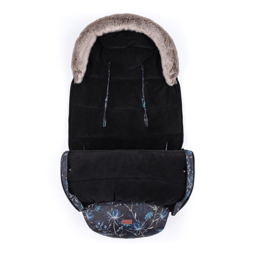 PETITE&MARS - SET Baby footmuff 4in1 COMFY Stylish Beauty + stroller hand muffs FURRY Forever Black
