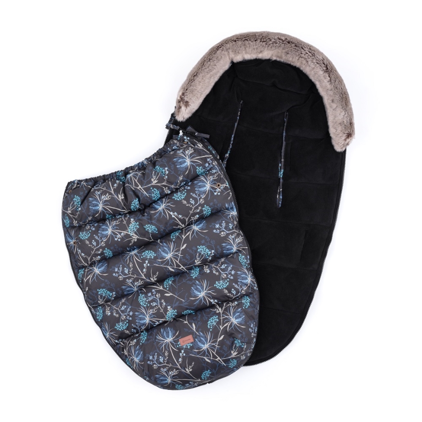 PETITE&MARS - SET Baby footmuff 4in1 COMFY Stylish Beauty + stroller hand muffs FURRY Forever Black