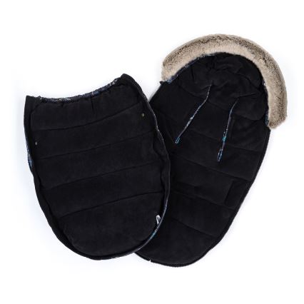 PETITE&MARS - SET Baby footmuff 4in1 COMFY Stylish Beauty + stroller hand muffs FURRY Forever Black