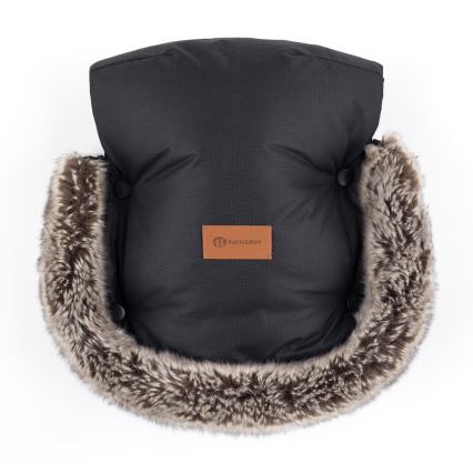 PETITE&MARS - SET Baby footmuff 4in1 COMFY Stylish Beauty + stroller hand muffs FURRY Forever Black