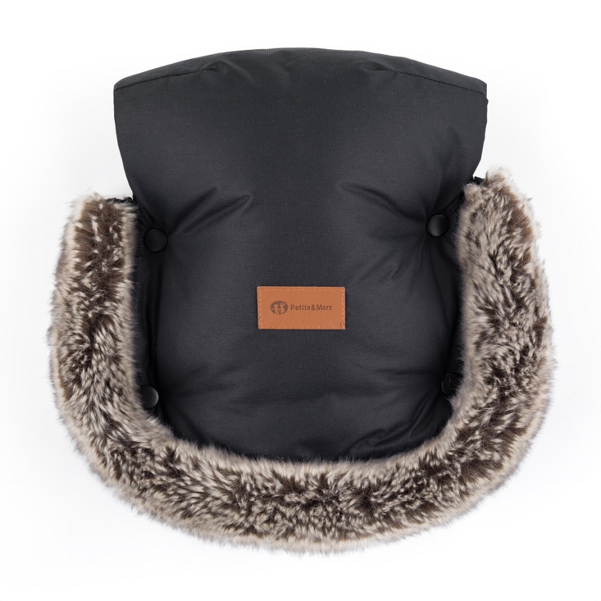 PETITE&MARS - SET Baby footmuff 4in1 COMFY Stylish Beauty + stroller hand muffs FURRY Forever Black