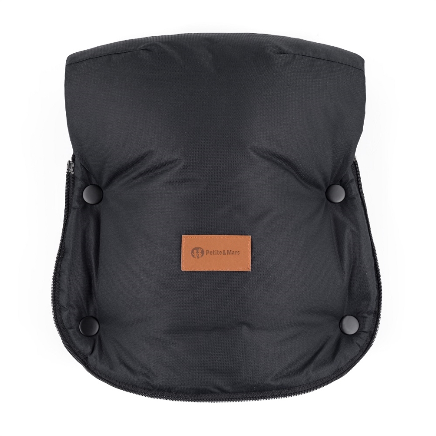 PETITE&MARS - SET Baby footmuff 4in1 COMFY Stylish Beauty + stroller hand muffs FURRY Forever Black