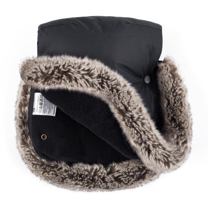 PETITE&MARS - SET Baby footmuff 4in1 COMFY Stylish Beauty + stroller hand muffs FURRY Forever Black