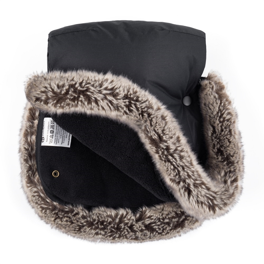 PETITE&MARS - SET Baby footmuff 4in1 COMFY Stylish Beauty + stroller hand muffs FURRY Forever Black