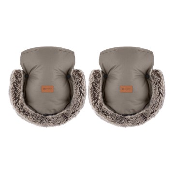 PETITE&MARS - Stroller hand muffs FURRY Mocha Mousse