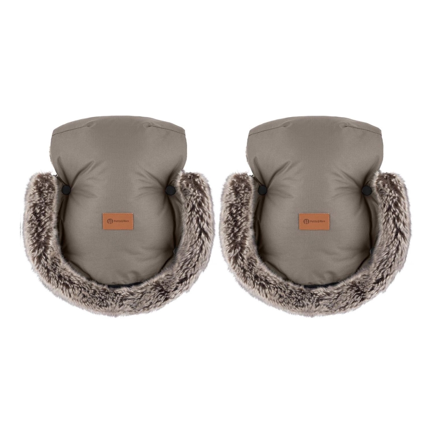 PETITE&MARS - Stroller hand muffs FURRY Mocha Mousse