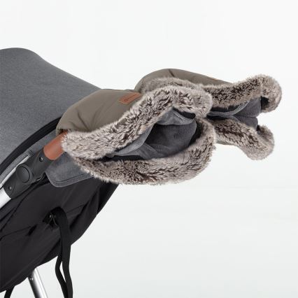 PETITE&MARS - Stroller hand muffs FURRY Mocha Mousse