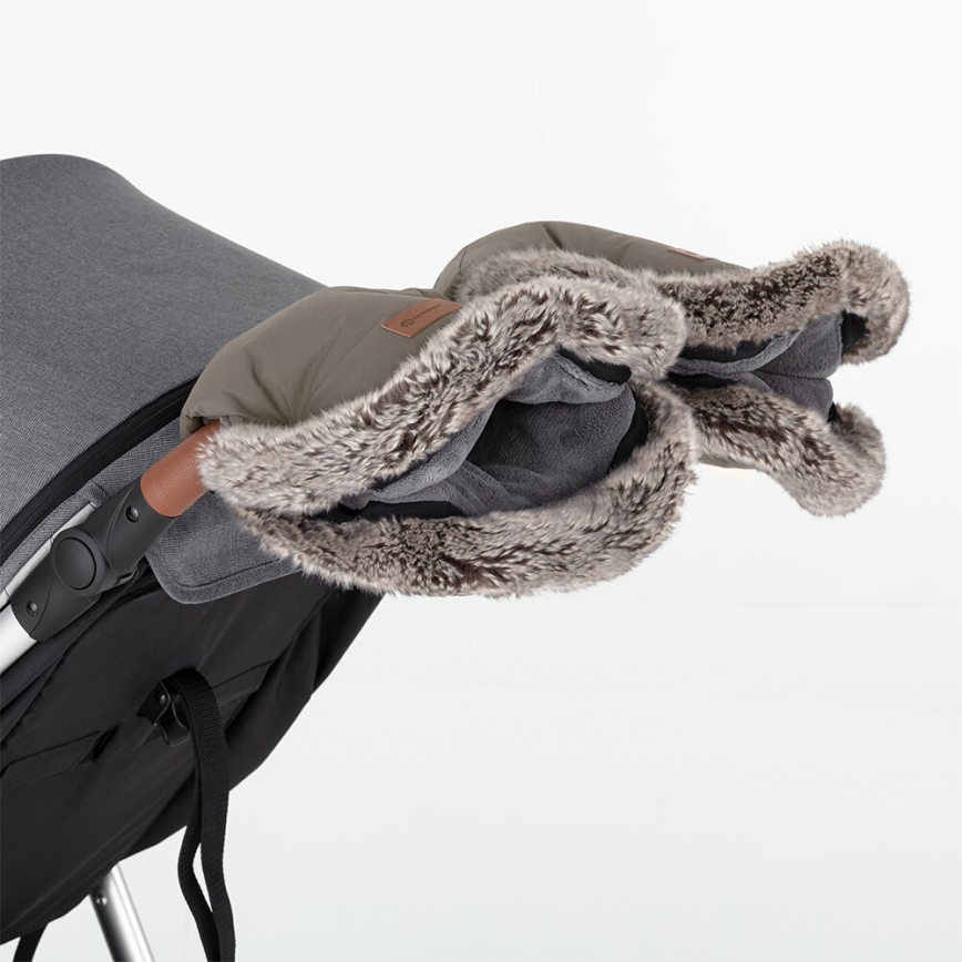 PETITE&MARS - Stroller hand muffs FURRY Mocha Mousse