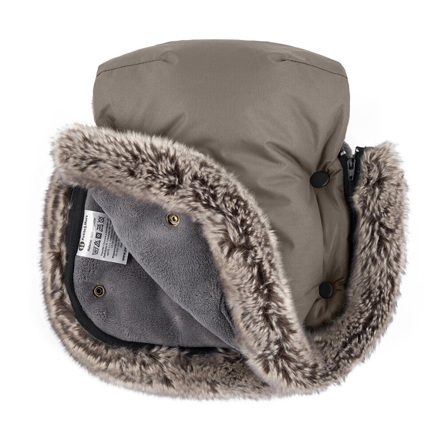 PETITE&MARS - Stroller hand muffs FURRY Mocha Mousse