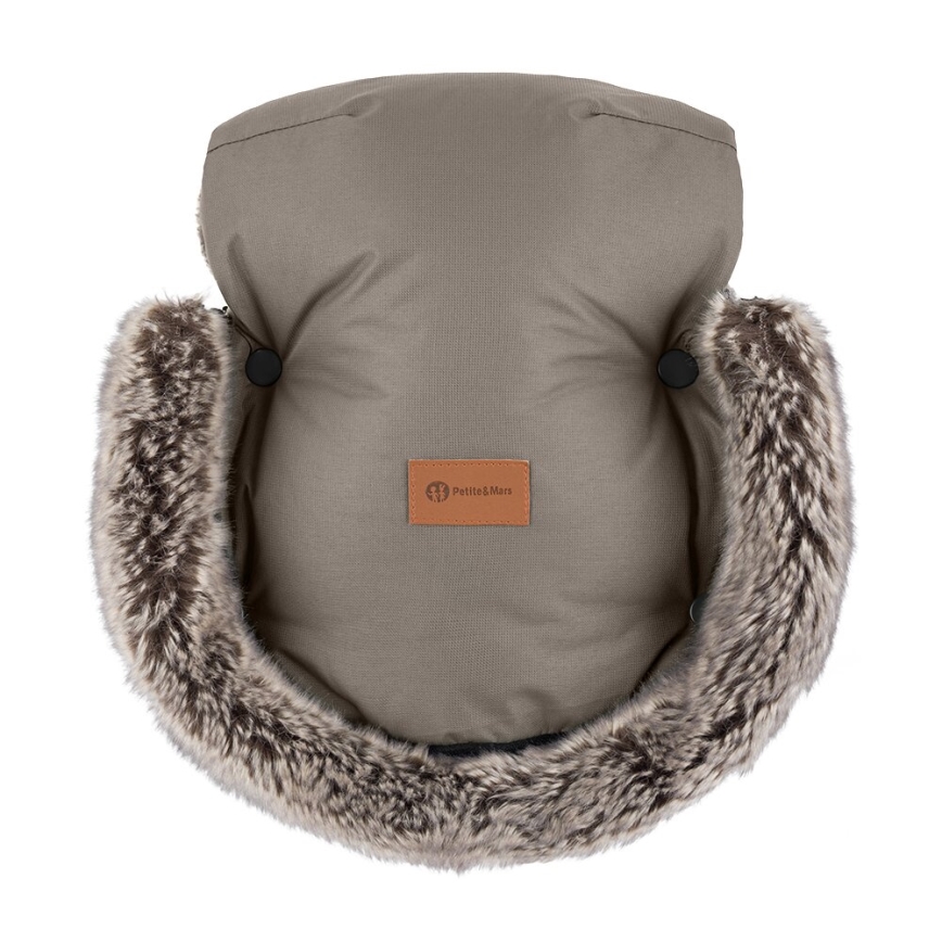 PETITE&MARS - Stroller hand muffs FURRY Mocha Mousse