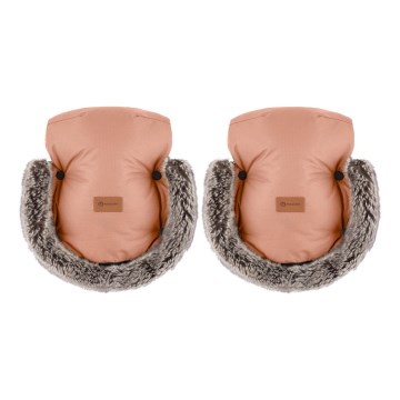 PETITE&MARS - Stroller hand muffs FURRY Pastel Peach