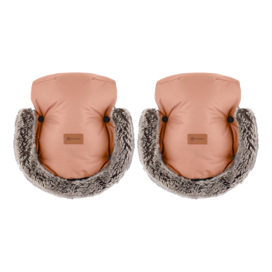 PETITE&MARS - Stroller hand muffs FURRY Pastel Peach