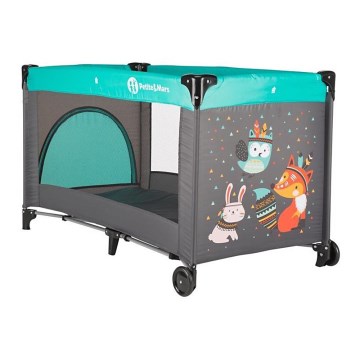 PETITE&MARS - Travel crib KOOT-FOX turquoise