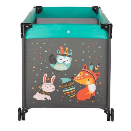 PETITE&MARS - Travel crib KOOT-FOX turquoise
