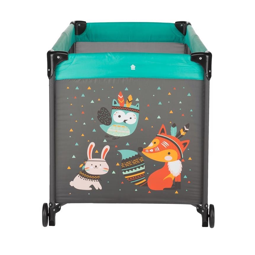 PETITE&MARS - Travel crib KOOT-FOX turquoise